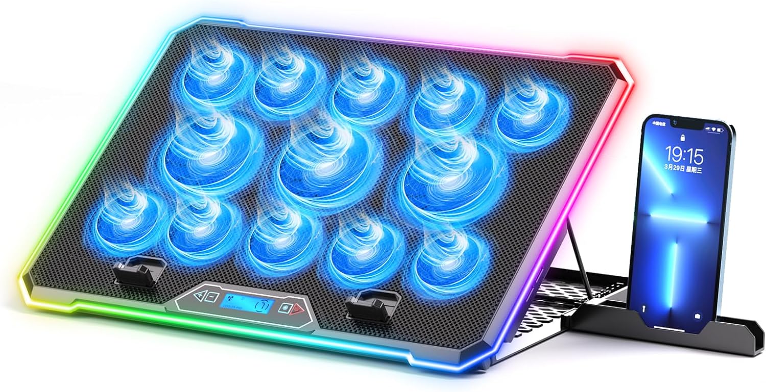 Cooling Stand Tablet - RGB-Laptop-Kühl kissen Gaming-Laptop-Kühler, Laptop-Lüfter-Kühl ständer mit