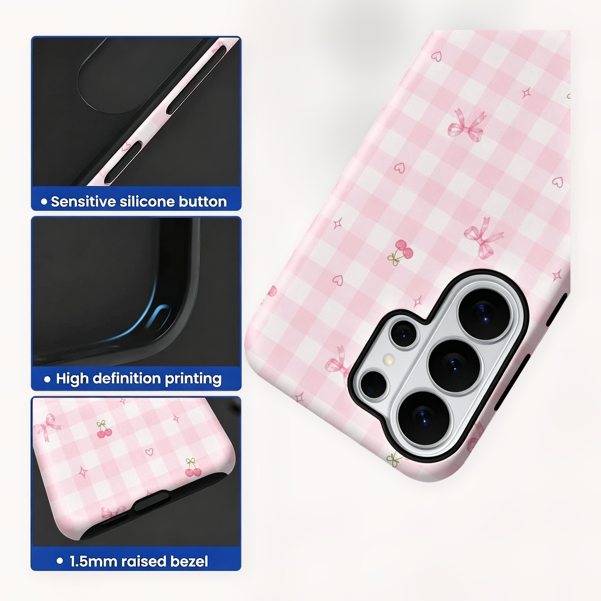 Rosa Gingham-Karo-Muster 2-in- – Samsung Galaxy S24 Bewertung und Preis