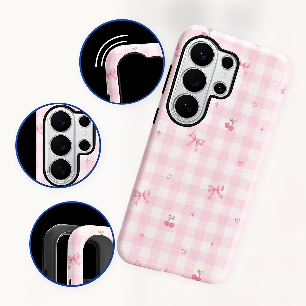 Rosa Gingham-Karo-Muster 2-in- – Samsung Galaxy S24 Bewertung und Preis