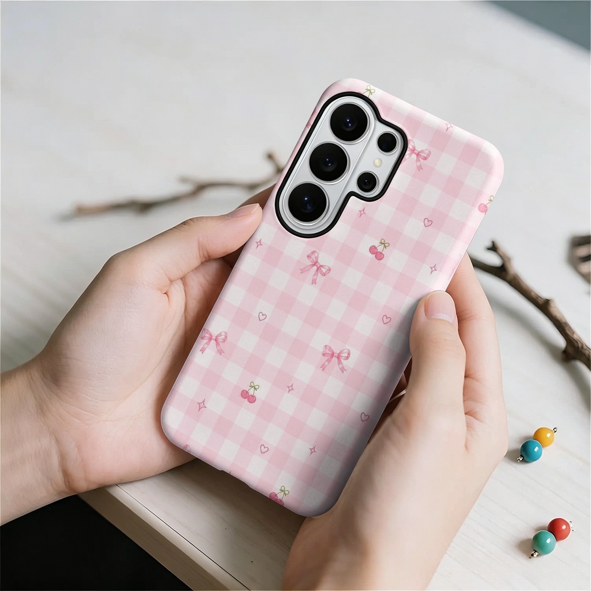 Rosa Gingham-Karo-Muster 2-in- – Samsung Galaxy S24 Bewertung und Preis